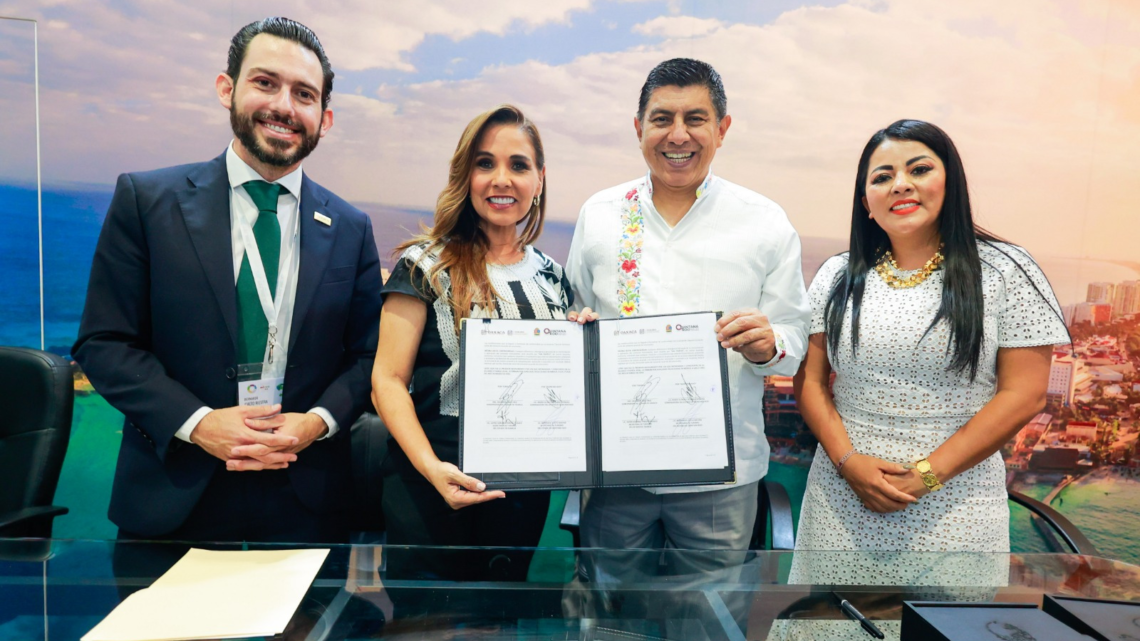 Firman Salomón Jara y Mara Lezama convenio de colaboración en materia turística