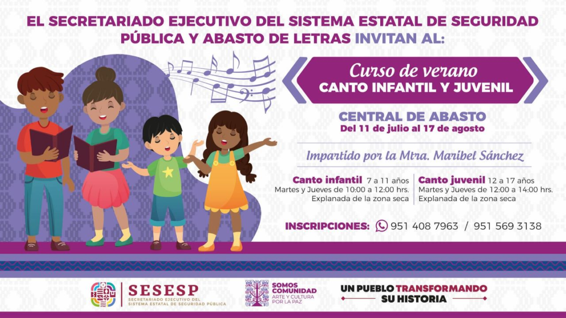 SESESP y Abasto de Letras invitan a participar en el Curso de Verano: Canto Infantil y Juvenil