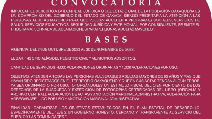 Continúa Registro Civil Jornada de Aclaración de Acta de Nacimiento gratuitas para personas mayores de 65 años